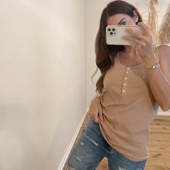 More To Adore Ribbed Henley Tank Top - Picture 7 of 7